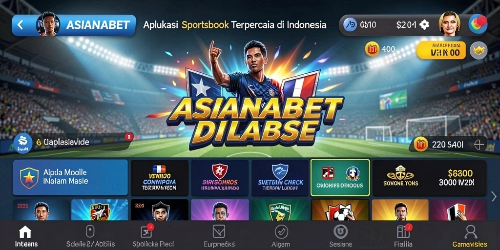 Screenshot utama ASIANABET menampilkan berbagai pilihan taruhan olahraga.