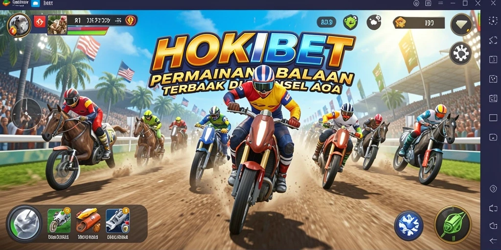 Tampilan gameplay HOKIBET yang penuh aksi balapan cepat.
