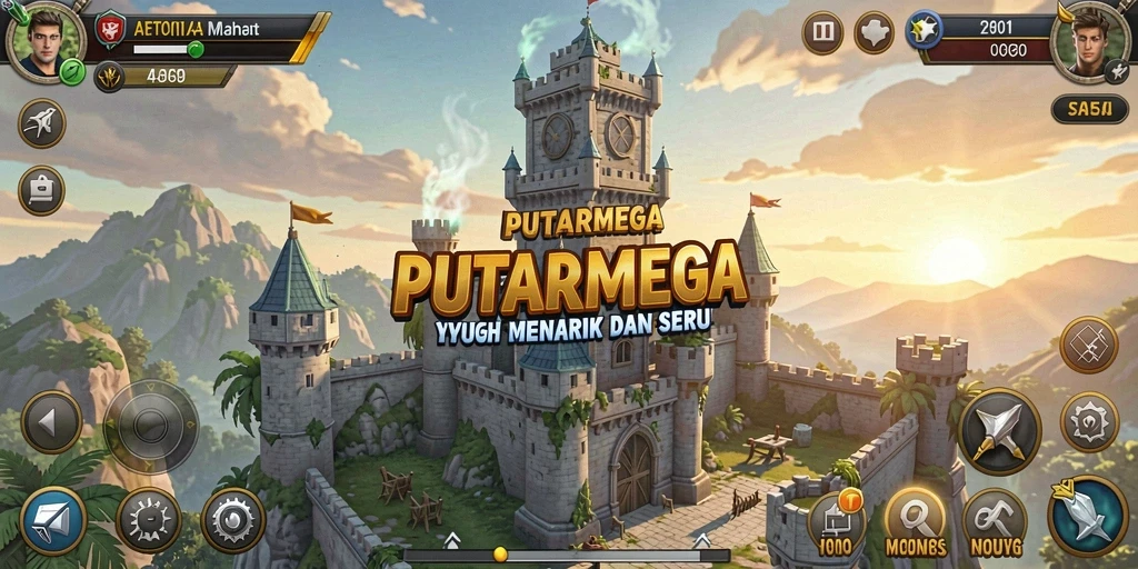Gameplay mendebarkan dari PUTARMEGA dalam Tower Defense.